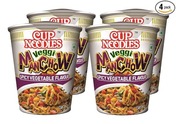 Cup Noodles Nissin Vegetarian Veggie Manchow,70 Grams(Pack Of 4)